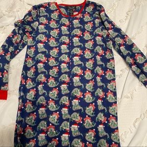 Woman’s Christmas cat onesie